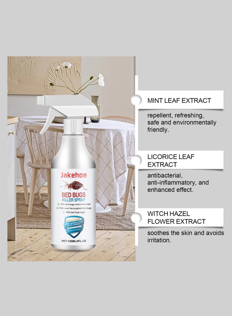 Jakehoe 120ml Plant-Based Bed Bug Killer Spray – Roach & Fly Control – Instant Insect Repellent - Image 3