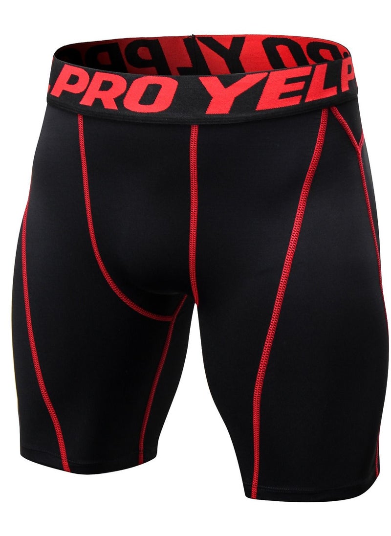 Loquat Men Quick Dry Breathable Elastic Shorts Black/Red  - Image 1
