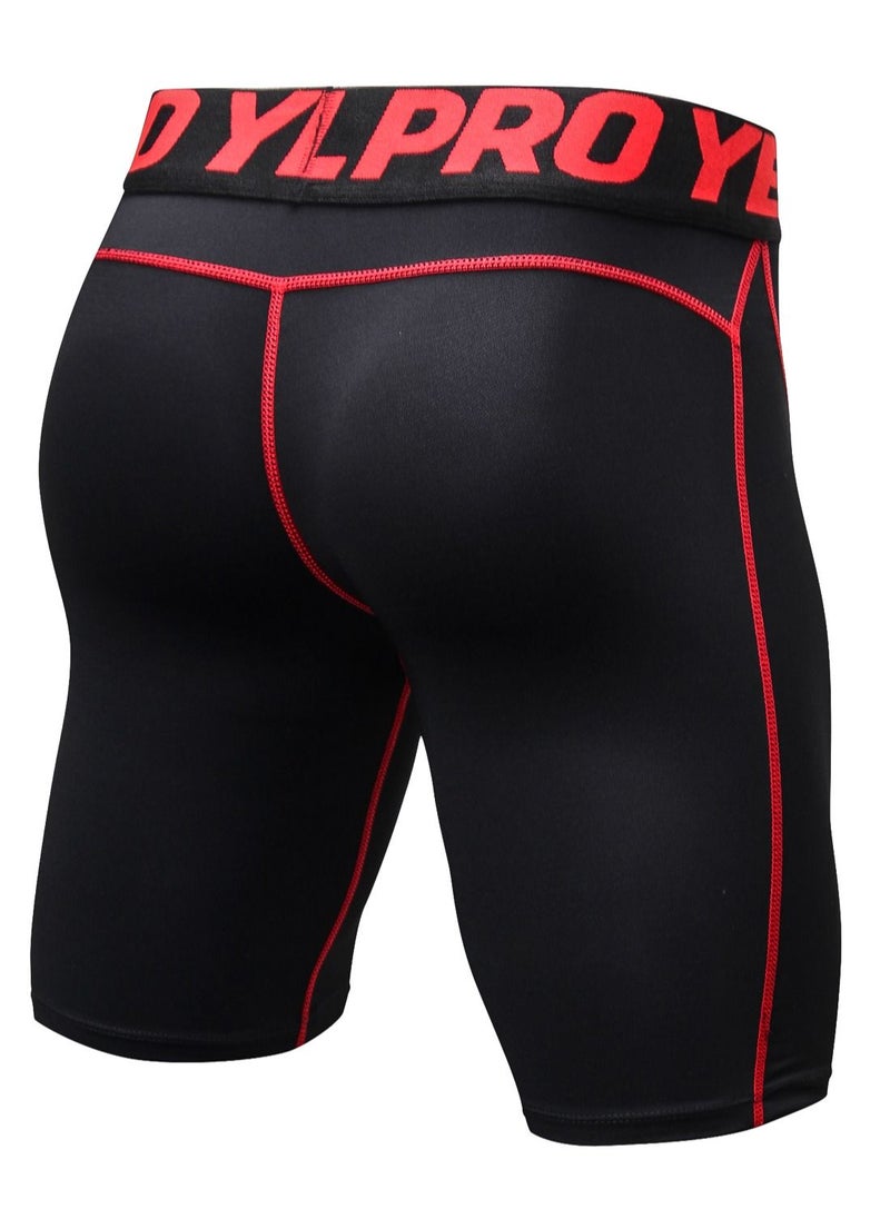 Loquat Men Quick Dry Breathable Elastic Shorts Black/Red  - Image 2