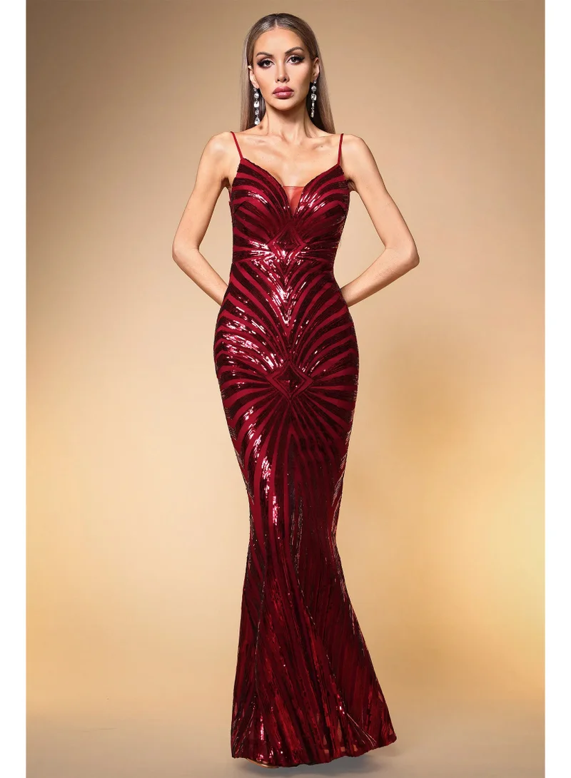 Bella Barnett Nevaeh Sexy Contour Geometric Sequin Maxi Dress