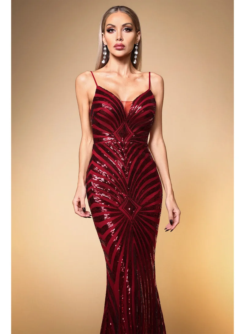 Bella Barnett Nevaeh Sexy Contour Geometric Sequin Maxi Dress