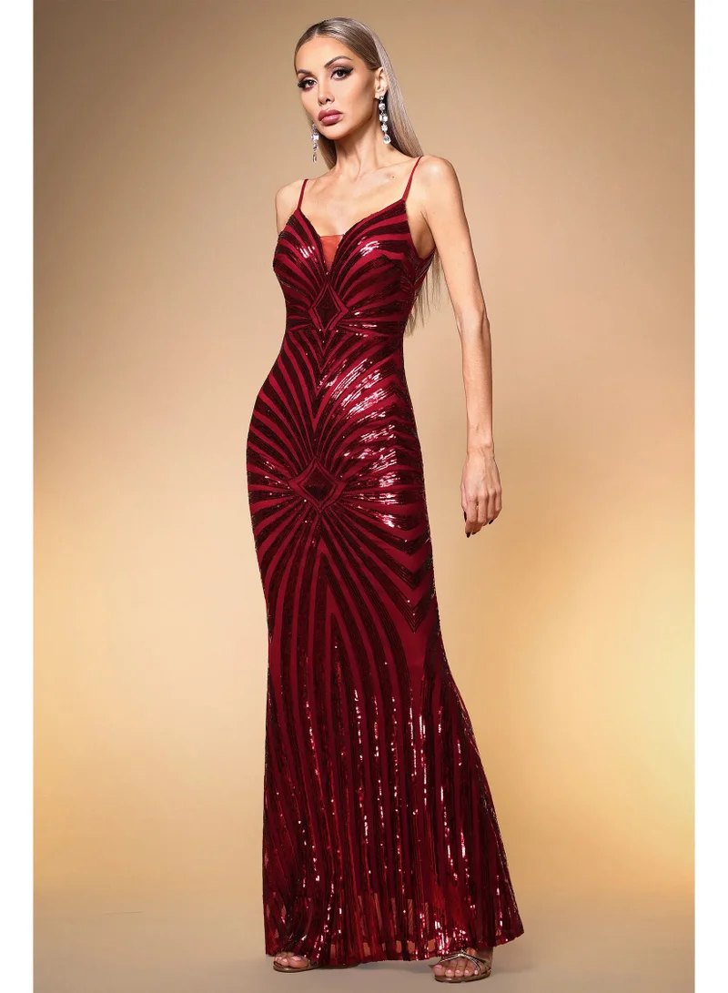 Bella Barnett  Nevaeh Sexy Contour Geometric Sequin Maxi Dress for Women | Best Price UAE