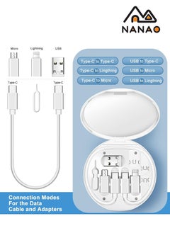 NANAO USB C to Lightning Adapter Kit,Multi Charging Cable Case Convertor USB C to Type C/iOS Device/Micro Adapter Travel Data Cable Set Contains Card Storage，Phone Holder, Tray Eject Pin(White)  - Image 3