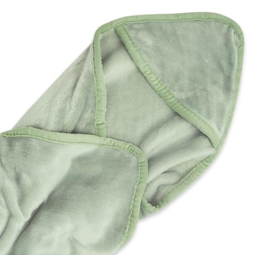 haus & kinder Fur Blanket & Hooded Blanket for New Born Upto 6 Months - 450 GSM Super Soft Blanket for New Born Baby, Warm Blankets for Winter, Baby Warm Blanket Plush, 75X75 CM, Sage Green, 1 Pc - Image 2