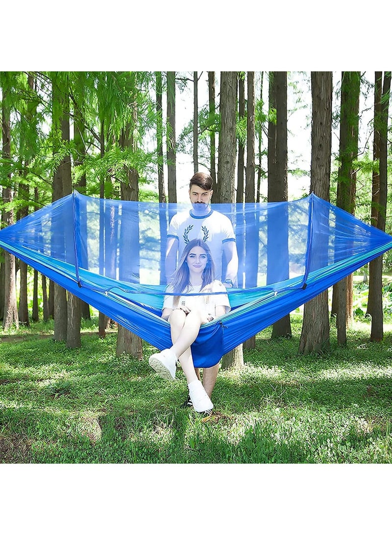 SOLARAE Hammock with Net, Camping Hammock with Mosquito Net, Pop-up Parachute Lightweight Hanging Hammocks, Tree Straps Swing Hammock, Camping Accessories for Outdoor, Backpacking, Hiking, Blue - Image 2