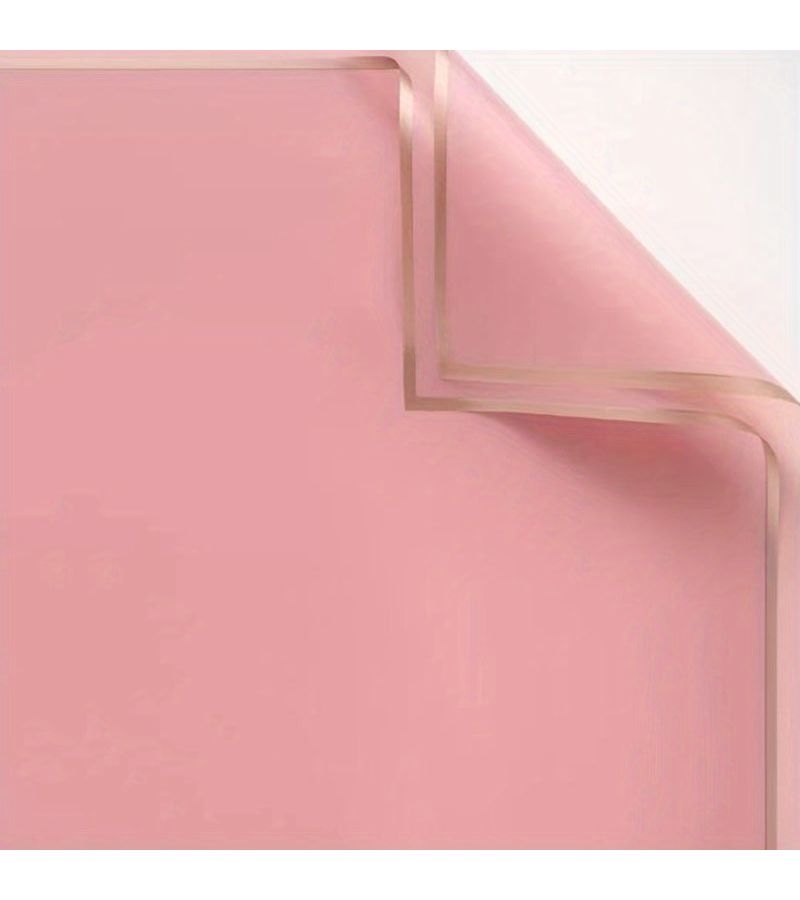 Pink Korean Style Gold Edge Jelly Film Wrapping Paper 100 Sheets for Flower Bouquet Waterproof - Image 5