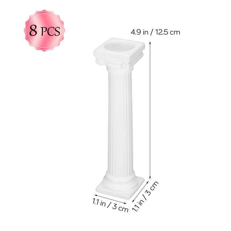 STOBOK 8 Pcs Roman Column Cake Pillars White Cake Tiered Stands Cake Supports Tabletop Dessert Display Stands Plastic Roman Pillar Statue Cake Stands Display Separators Wedding Party Supplies - Image 3