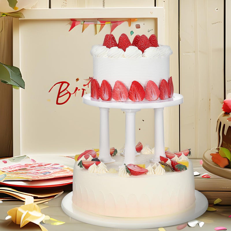 STOBOK 8 Pcs Roman Column Cake Pillars White Cake Tiered Stands Cake Supports Tabletop Dessert Display Stands Plastic Roman Pillar Statue Cake Stands Display Separators Wedding Party Supplies - Image 5