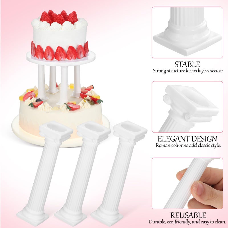 STOBOK 8 Pcs Roman Column Cake Pillars White Cake Tiered Stands Cake Supports Tabletop Dessert Display Stands Plastic Roman Pillar Statue Cake Stands Display Separators Wedding Party Supplies - Image 4