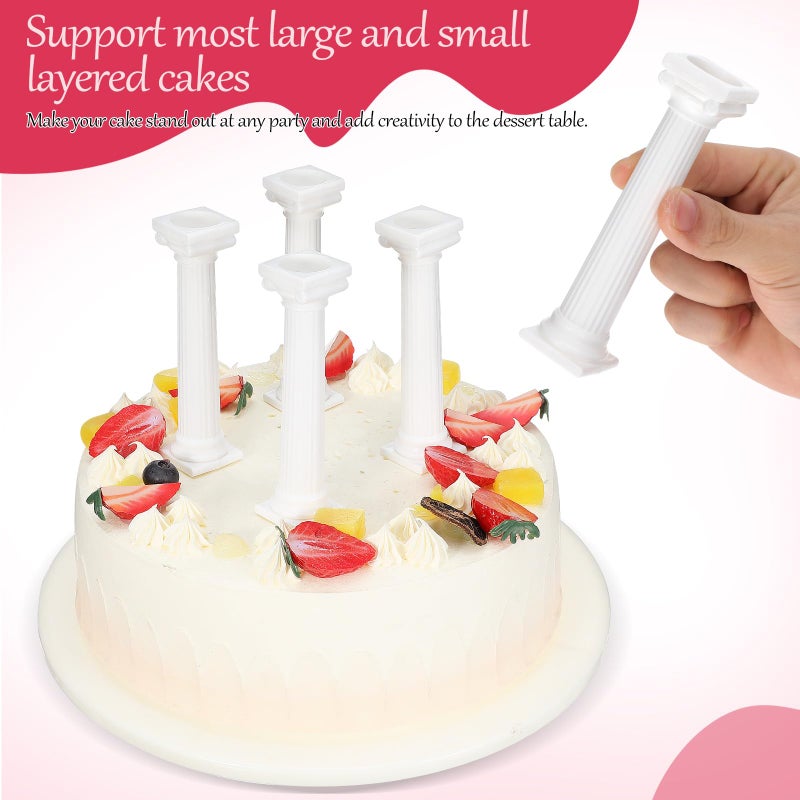 STOBOK 8 Pcs Roman Column Cake Pillars White Cake Tiered Stands Cake Supports Tabletop Dessert Display Stands Plastic Roman Pillar Statue Cake Stands Display Separators Wedding Party Supplies - Image 2