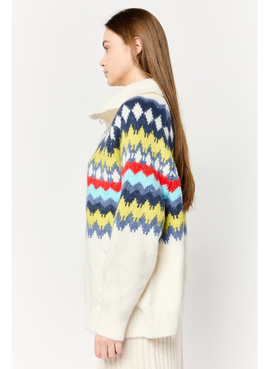 Aerie Women Turtle Neck Chenvor Stripes Sweater, Multicolor  - Image 2