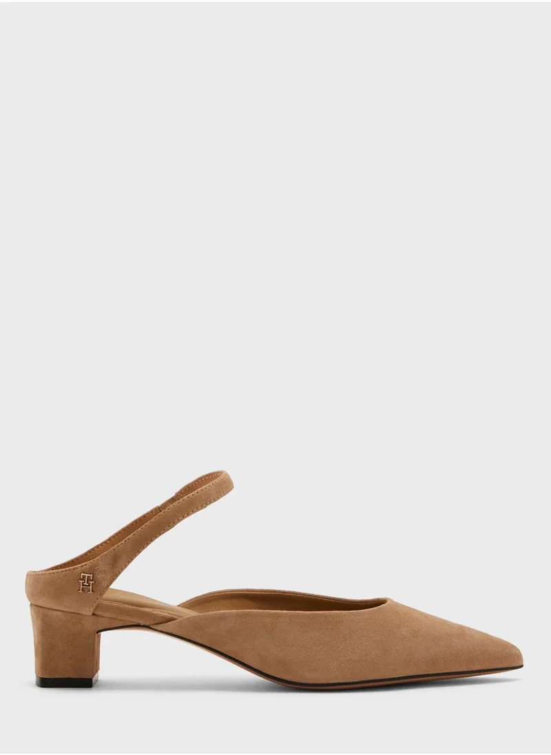 TOMMY HILFIGER Pointy Mid Heel Mule Platform Pumps