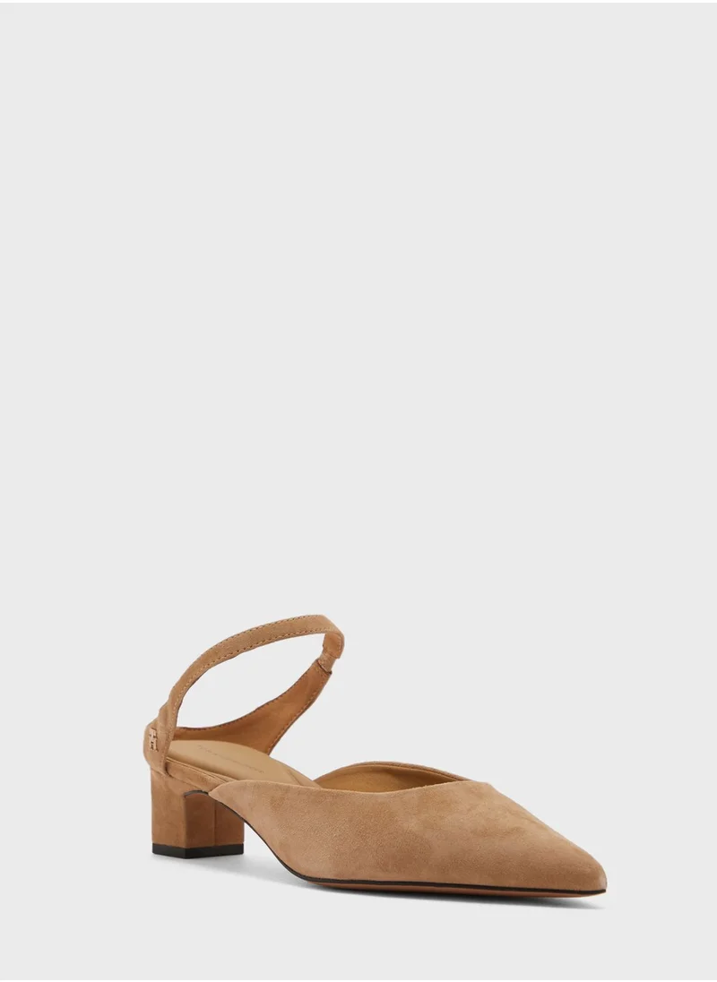 TOMMY HILFIGER Pointy Mid Heel Mule Platform Pumps