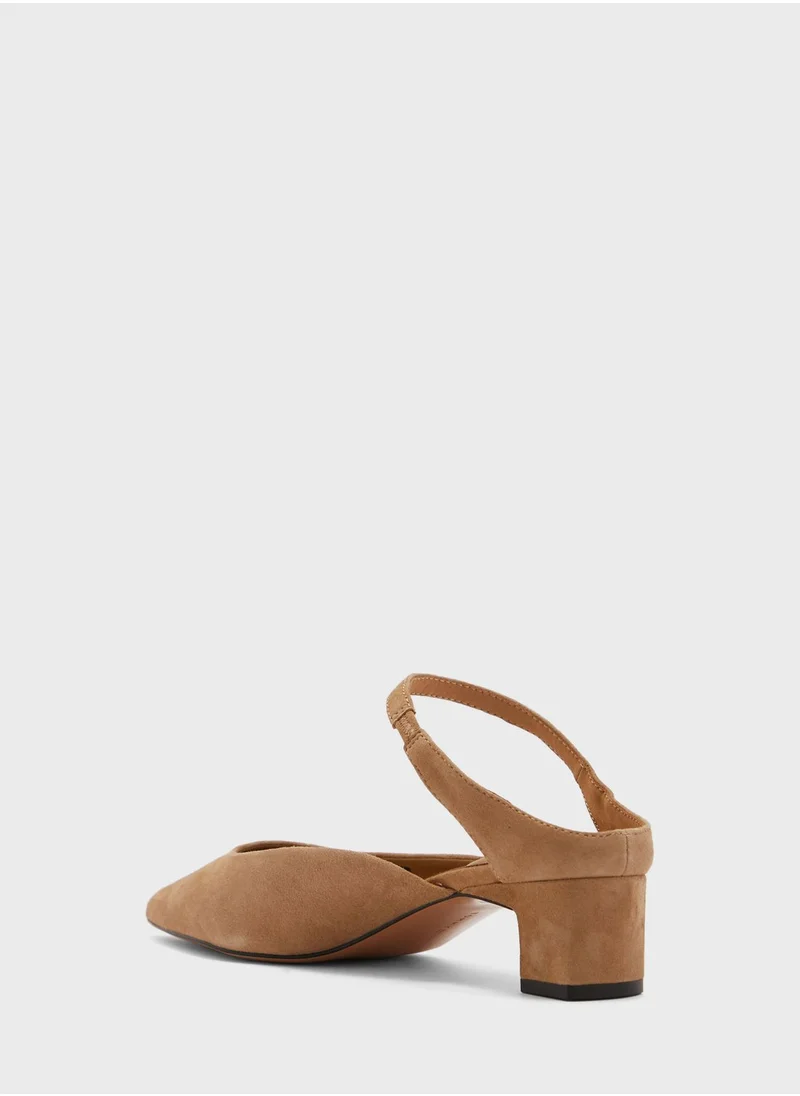 TOMMY HILFIGER Pointy Mid Heel Mule Platform Pumps
