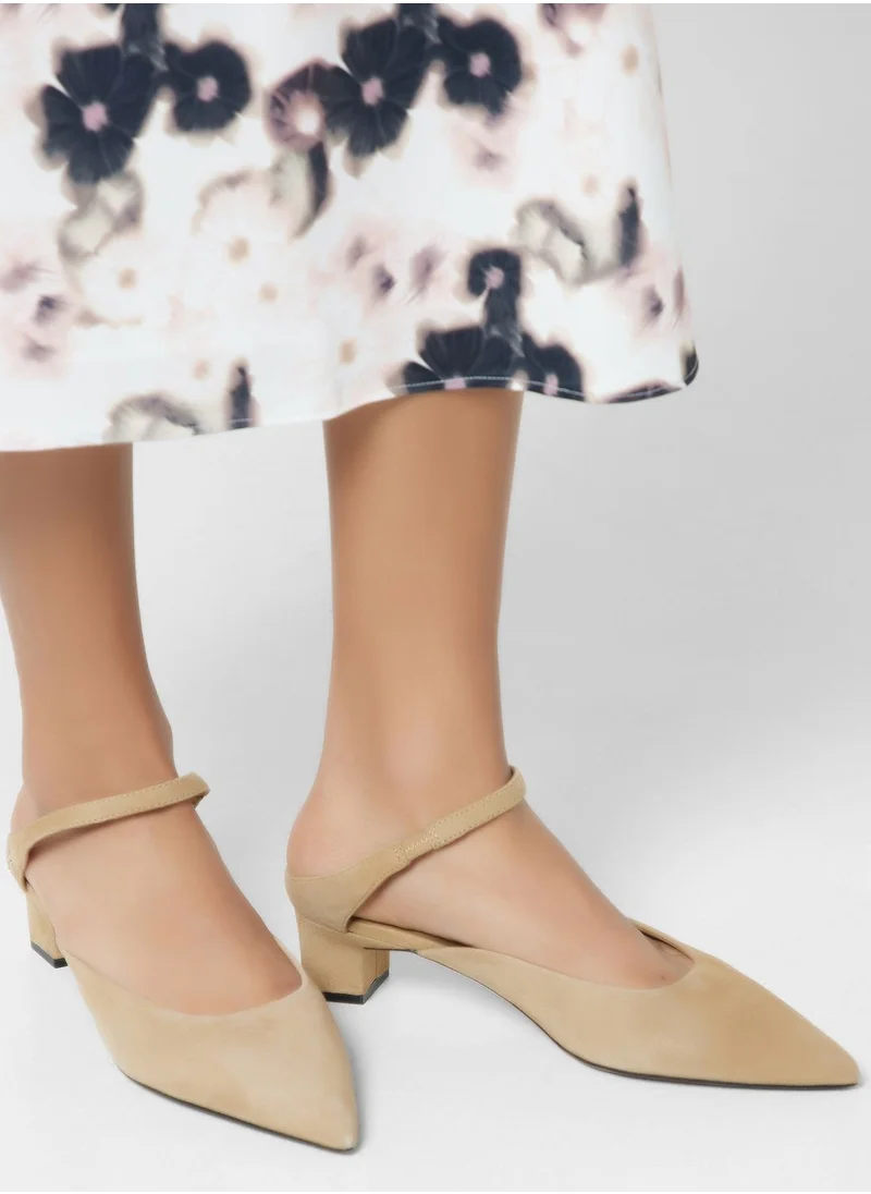TOMMY HILFIGER Pointy Mid Heel Mule Platform Pumps