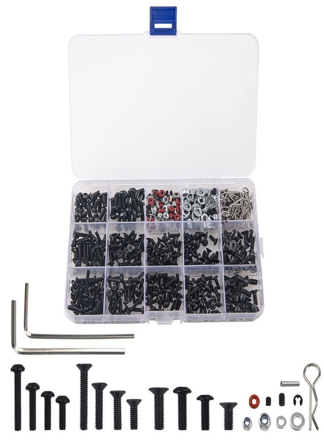 Vgoohobby 520Pcs Universal RC M3 M4 Screws Kit M3 M4 Washer Lock Nut R Buckle Body Clips 2x10mm Pins Compatible with 1/8 1/10 HSP Axial SCX10 Traxxas Arrma Losi RC Car Truck Repair Tool Box - Image 3