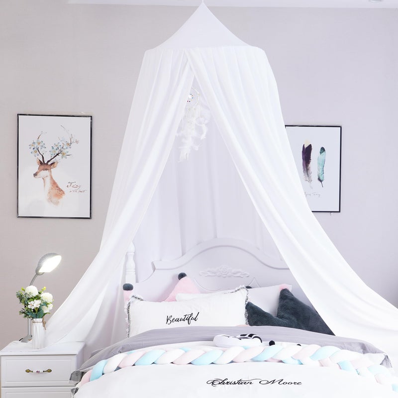 HggTjj Extra Large Kids Bed Canopy for Girls Boys Bedroom Decor Crib Nursery Hanging Light Blocking Reading Nook Pure White 