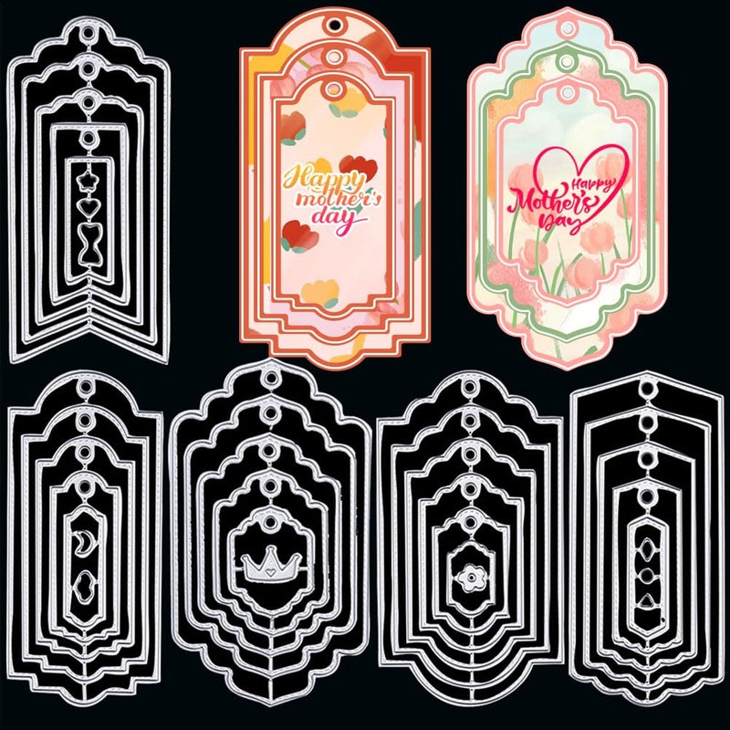 ORIGACH 5 Set 36 Pcs Bookmark Metal Cutting Dies Tag Die Cuts Embossing Stencils Scrapbooking Tool for DIY Card Scrapbooking