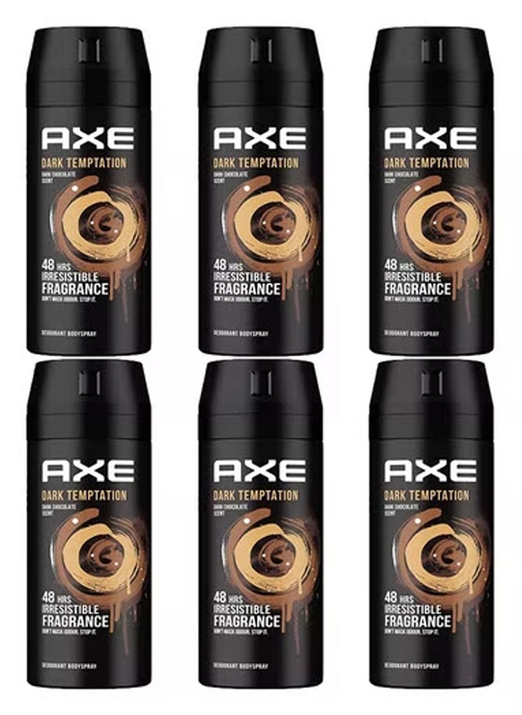 Axe Dark Temptation Deodorant Body Spray For 48 Hours Non Stop Fresh 150ml (Pack of 6)  - Image 1