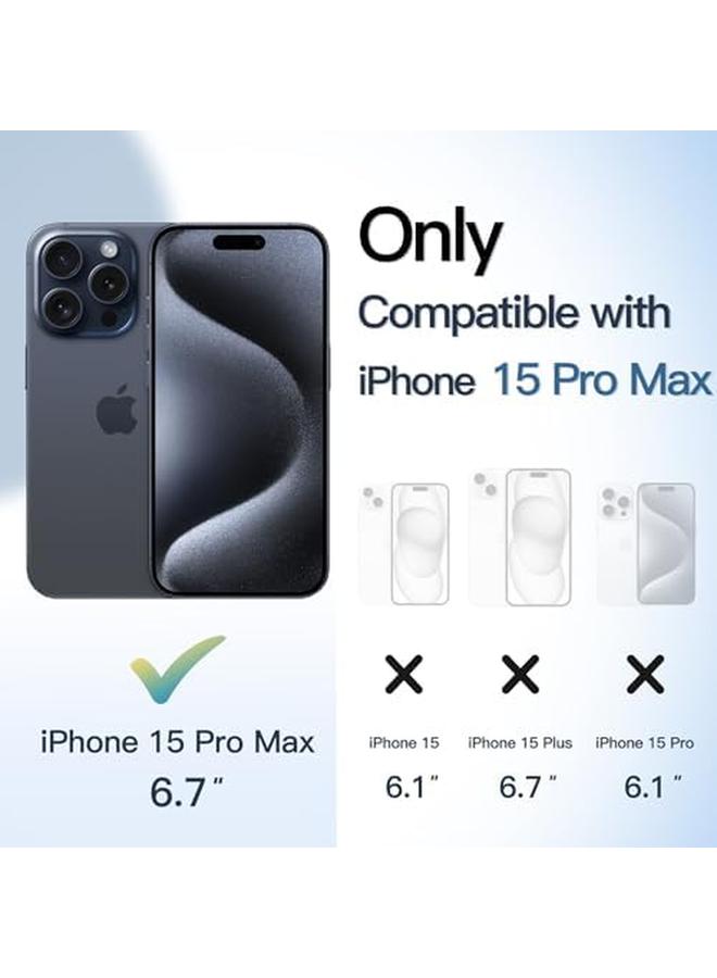 جي تيك جراب مغناطيسي لهاتف Iphone 15 Pro Max مقاس 6.7 بوصة متوافق مع Magsafe غطاء ممتص للصدمات للهاتف بلون سادة غير لامع إطار TPU مضاد للخدش ظهر شفاف أزرق تيتانيوم - Image 2