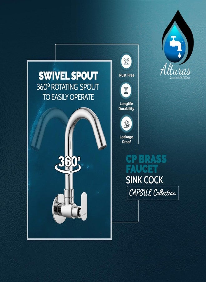 ALTURAS Kitchen Sink Cock with 360 Degree Swivel Spout | Kitchen Sink Tap | Kitchen Faucet | Tap for Kitchen (Capsule) - Image 3