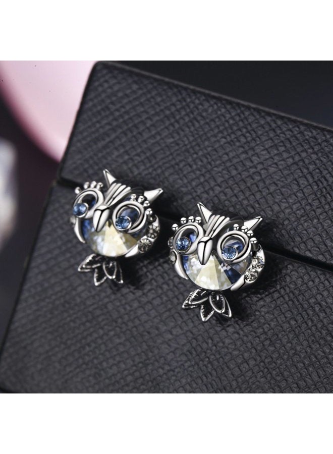 SBLING Blue Owl Stud Earrings Made with Swarovski Crystals (2.5 cttw) - Image 4