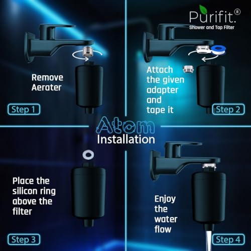 Purifit Shower & Tap Filter for Hard Water | Compact Water Softener for Bathroom Tap & Shower | Reduces Hair Fall, Dry Skin & Chlorine | Premium Matte Finish | Long-Lasting Filter - Image 3