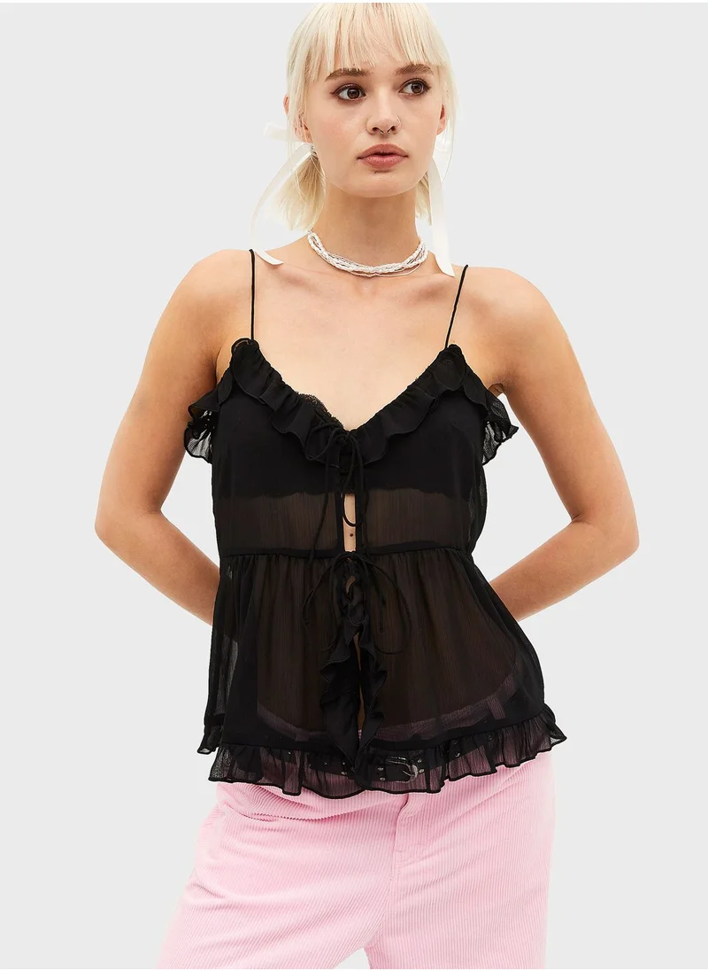 MONKI Cut Out Mesh Cami