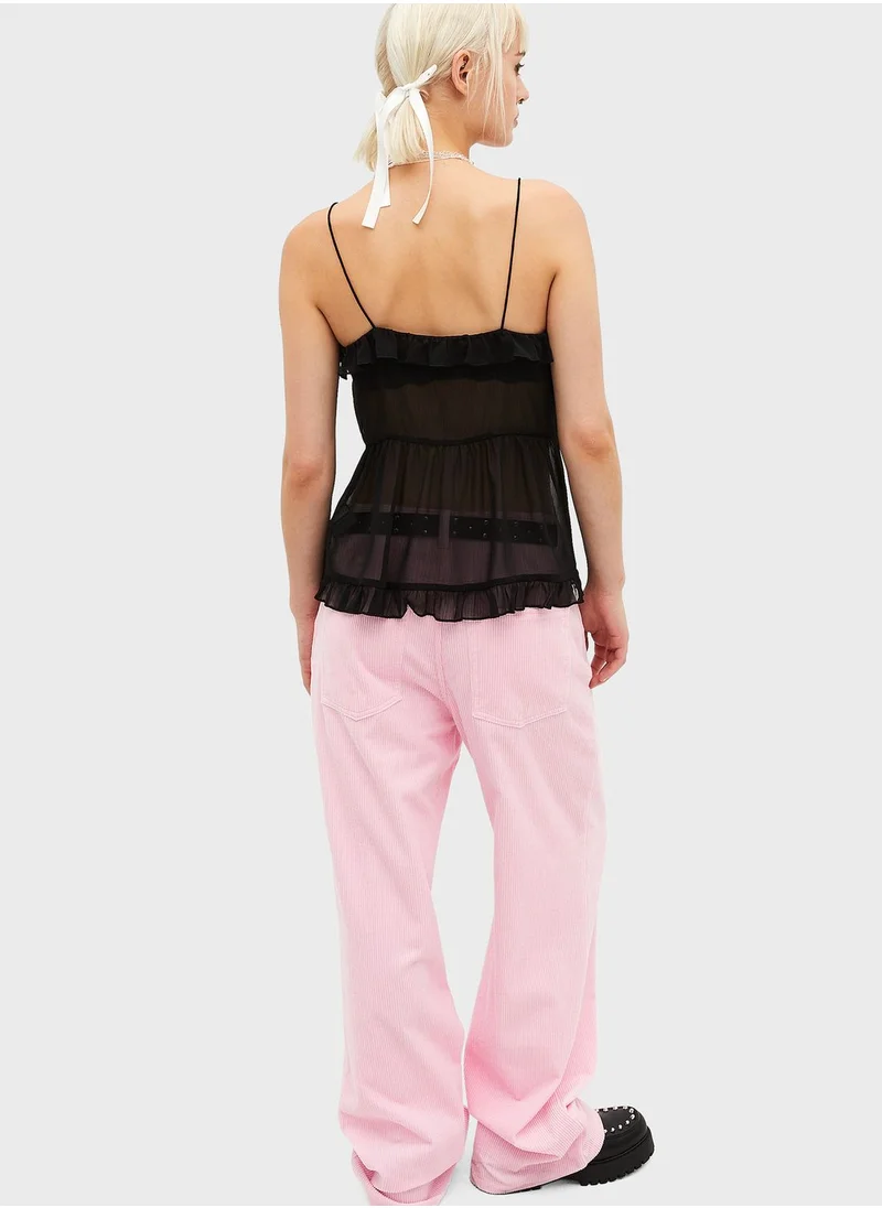 MONKI Cut Out Mesh Cami