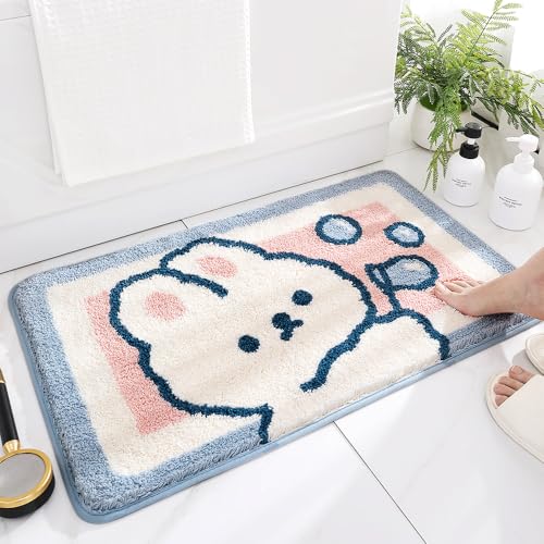 Molesun Rabbit Bathroom Mat Extra Soft and Absorbent Cute Bath Rugs Machine Wash Dry Animal NonSlip Carpet Mat for Tub Shower and Bath Room 16 x 24 - Image 3