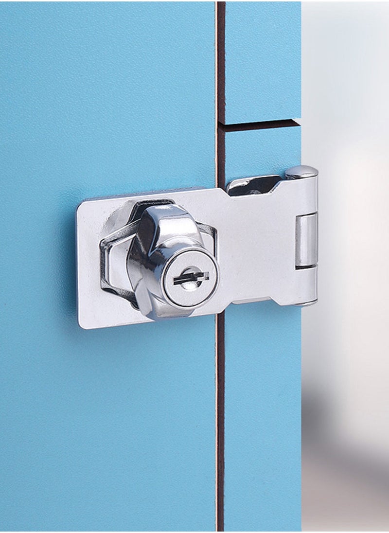 Generic - Keyed Hasp Locks, Cabinet Locks with Keys and Screws, Silver, 4 Inches - Image 1