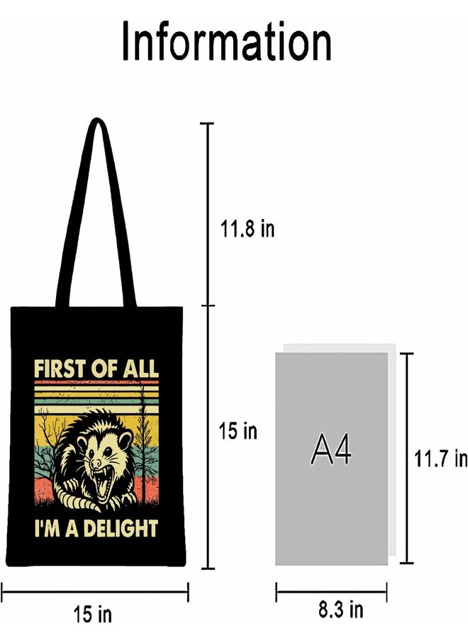 Kimoli Possum Canvas Aesthetic Tote Bag for Women - Cute Reusable Cotton Bags for Shopping Beach Trendy Gifts - Image 3