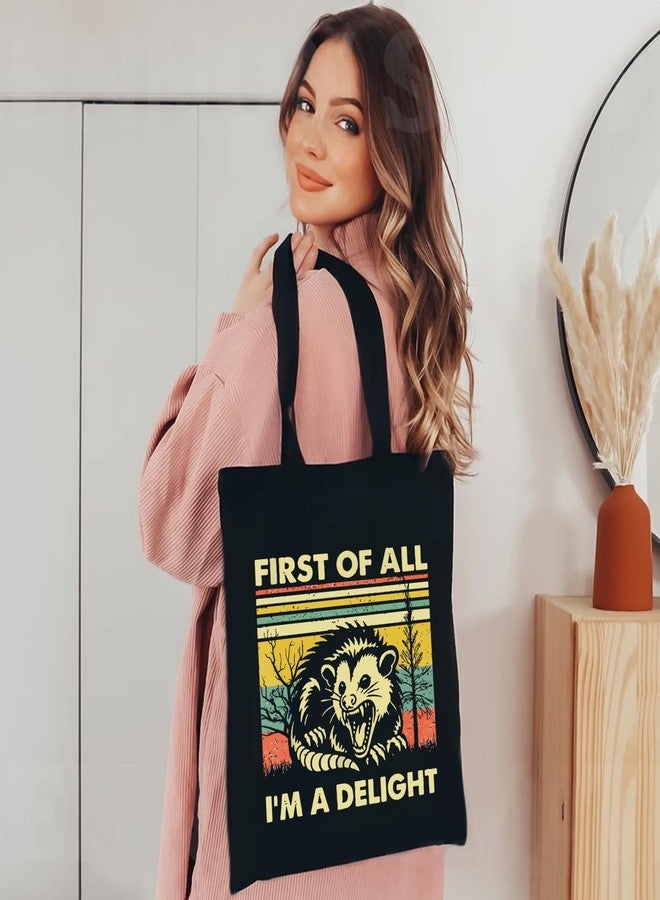 Kimoli Possum Canvas Aesthetic Tote Bag for Women - Cute Reusable Cotton Bags for Shopping Beach Trendy Gifts - Image 4