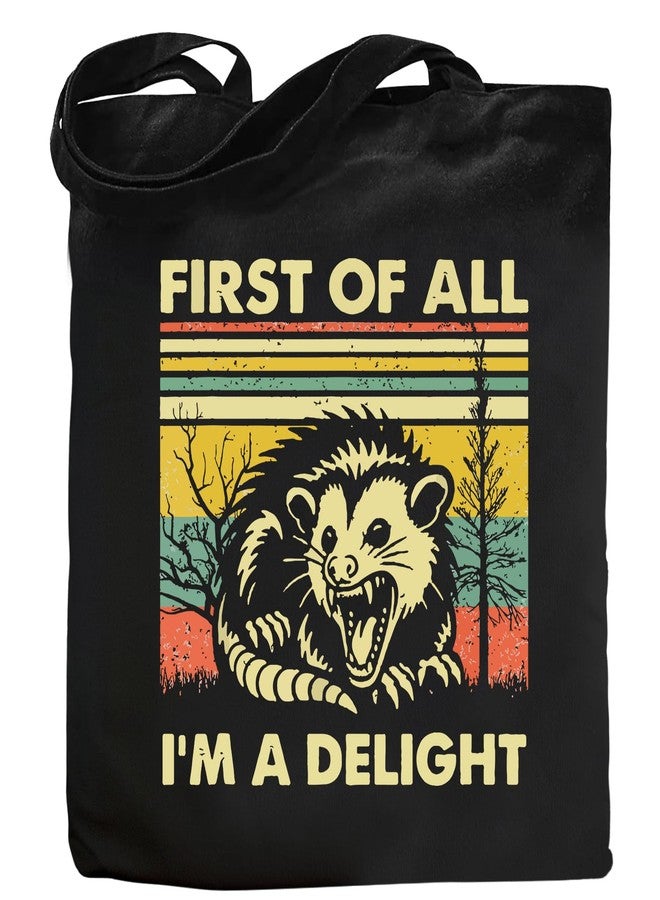 Kimoli Possum Canvas Aesthetic Tote Bag for Women - Cute Reusable Cotton Bags for Shopping Beach Trendy Gifts - Image 1