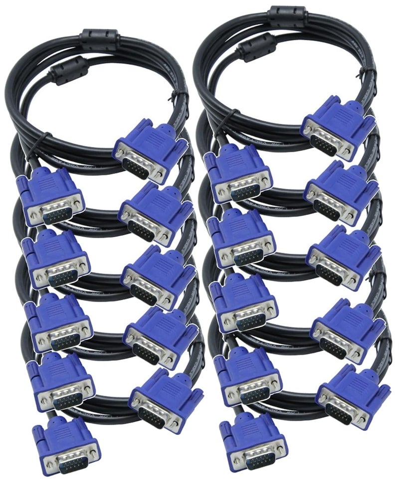 Kyper USKyper-1367 (10 Pack) 6ft VGA Cable - 15 Pin Male to Male SVGA 1080P Full HD for Computer Monitor TV Projector Big Screen HDTV - Image 1