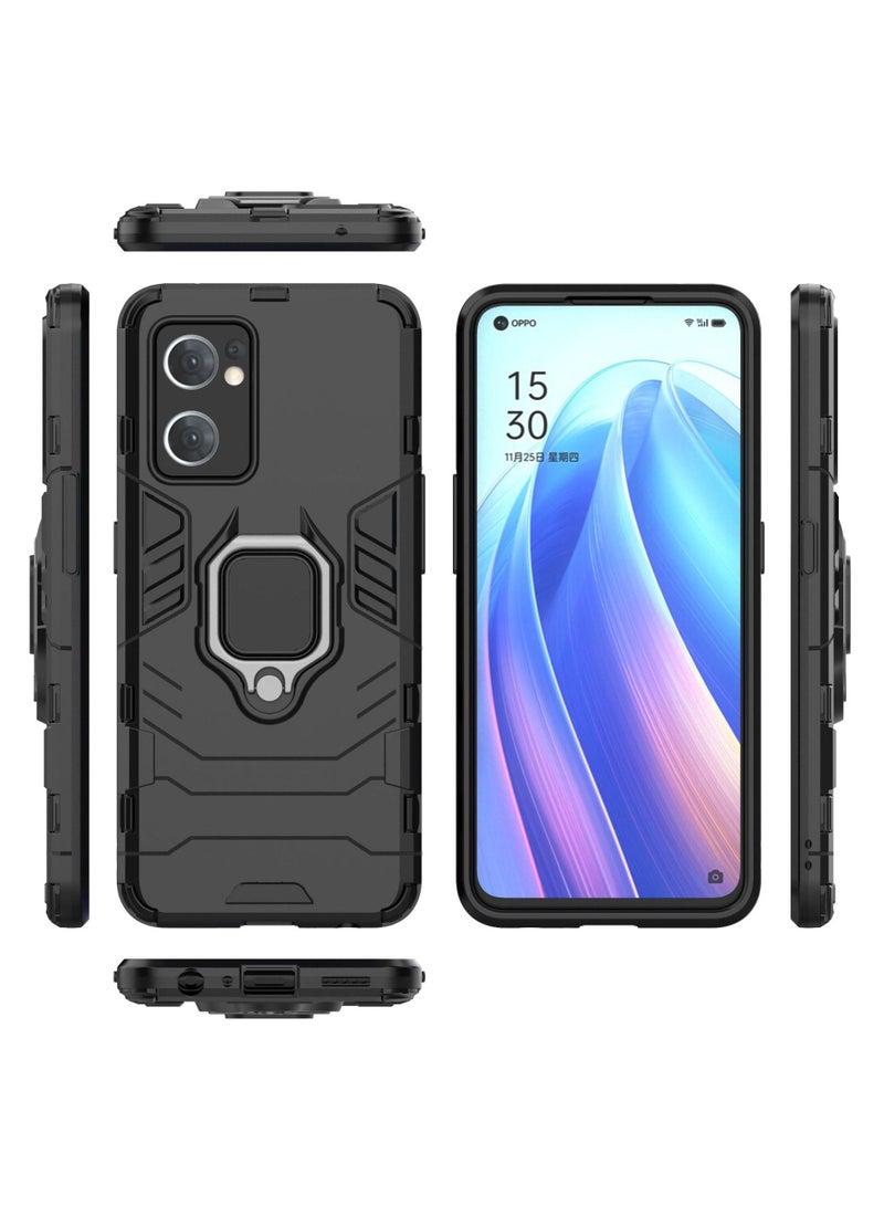 Black protective cover with ring bracket For Oppo - Image 2