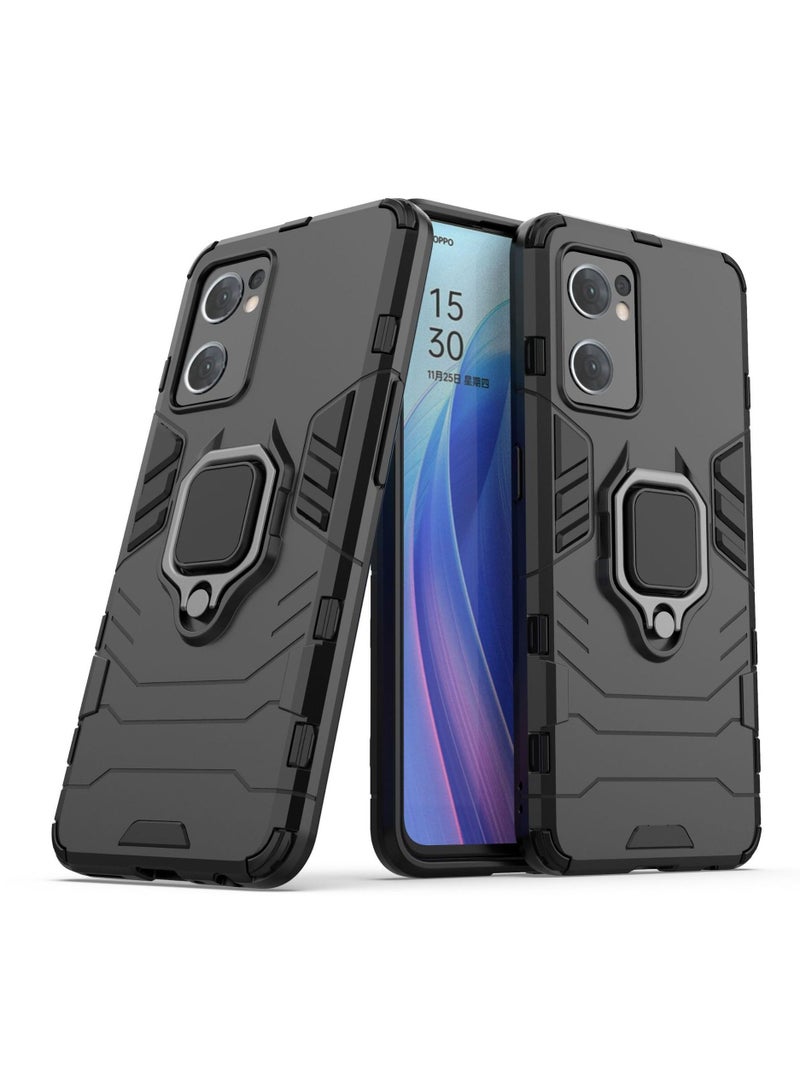 Black protective cover with ring bracket For Oppo - Image 1