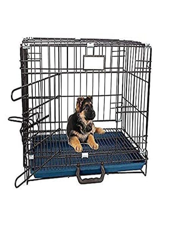 Smart Pups قفص/صندوق/بيت كلاب معدني قابل للطي من سمارت بابس، مطلي بمسحوق، بباب واحد، مع صينية قابلة للإزالة وواقي للأقدام، مناسب للكلاب والقطط والأرانب، لون أسود فضي عتيق (قفص 18 بوصة، أسود). - Image 2