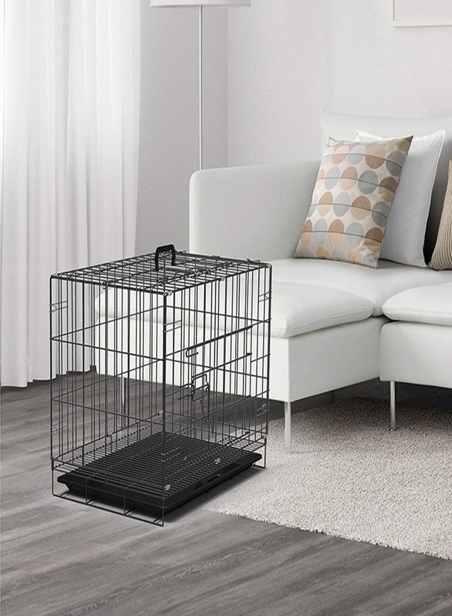 Smart Pups قفص/صندوق/بيت كلاب معدني قابل للطي من سمارت بابس، مطلي بمسحوق، بباب واحد، مع صينية قابلة للإزالة وواقي للأقدام، مناسب للكلاب والقطط والأرانب، لون أسود فضي عتيق (قفص 18 بوصة، أسود). - Image 4