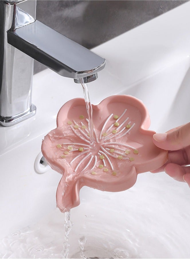 2PCS Floral Silicone Soap Dish Soap Draining Tray Dish, Draining Soap Pad Non-Slip Soap Tray Easy Cleaning Soap Box Bathroom Kitchen Organizer  - Image 3