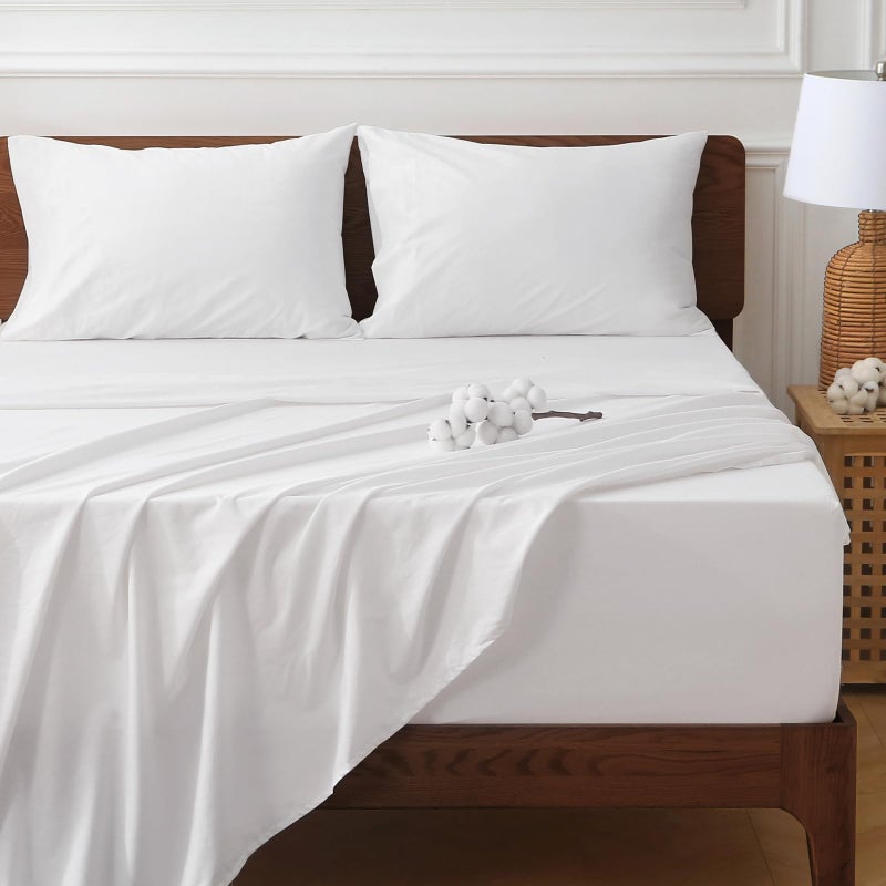 HYPREST Extra Deep Pocket Cal King Sheet Sets Fits 1824 in Deep Mattress 100 Cotton California King Sheet Set White Hotel Luxury Soft Sheet Sets Breahtable No Slipping