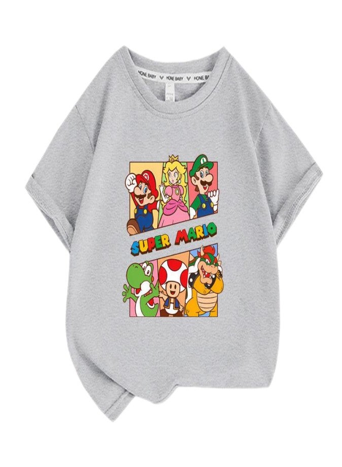 Mario Unisex Short Sleeve Stylish Top TShirt cotton Tee for Boys Girls Kid Children - Image 1