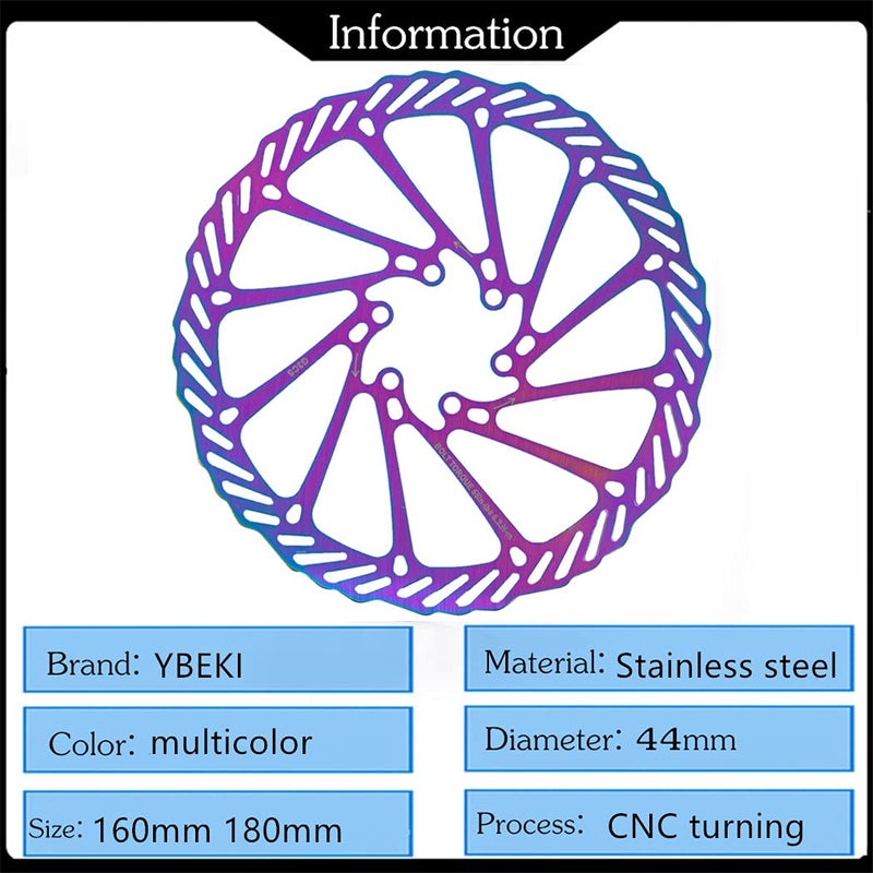 YBEKI 2-Pack CNC-Machined Bike Disc Brake Rotor Set | 160/180mm 6-Hole Stainless Steel Rotors with Heat Dissipation Holes & 12 Titanium-Coated Bolts | EN 14766 Certified for MTB/Road/BMX Bikes ï»¿ - Image 4