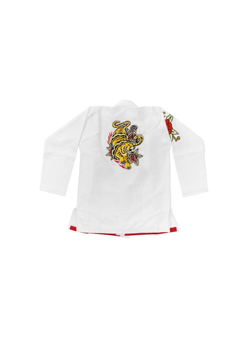 UAEJJ Jiu Jitsu Kimono Martial Arts Dress | Brazilian Jiu Jitsu l Desert Martial Arts Uniform with Floral Embroidery White Gi and Pants Set, Training Outfit - Image 5