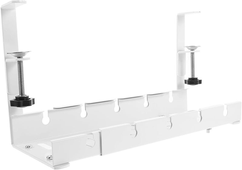 White Desk Cable Tray Wire Organizer Easy Install Cord Holder Compact Office Home Cable Management - Image 1