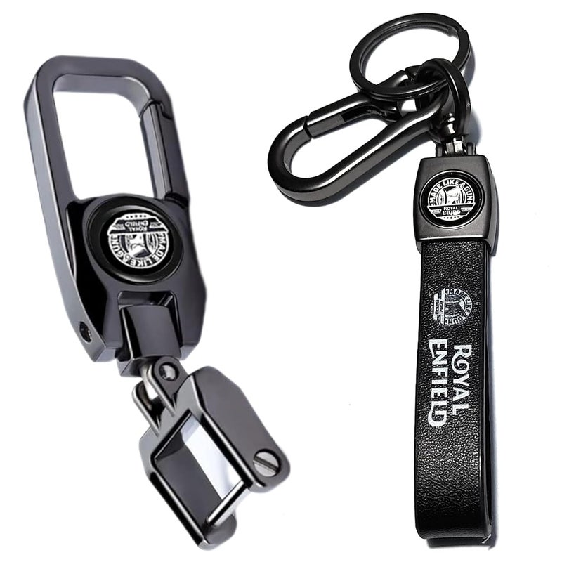 Maple حامل مفاتيح من الجلد والمعدن الفاخر متوافق مع رويال إنفيلد/بوليت/دراجة/سيارة، حلقة مفاتيح أنيقة مصنوعة مثل المسدس للرجال والنساء - Image 1