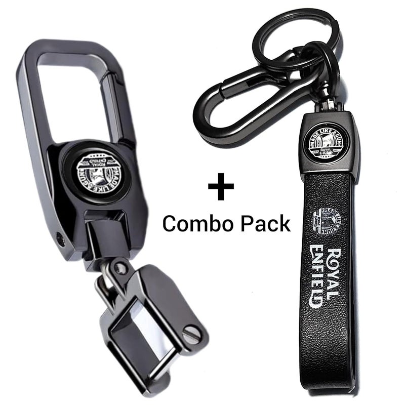 Maple حامل مفاتيح من الجلد والمعدن الفاخر متوافق مع رويال إنفيلد/بوليت/دراجة/سيارة، حلقة مفاتيح أنيقة مصنوعة مثل المسدس للرجال والنساء - Image 2