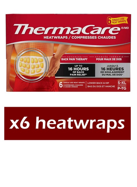 ThermaCare Heat Wraps for Lower Back & Hip Pain Relief – Adjustable Thermal Support, 6 Wraps