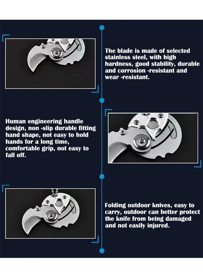 ZCM-HAPPY 2-Piece Outdoor Camping Chain Necklace Knife and Mini Folding Knife Keychain Pocket Knife Coin Knife - Image 2