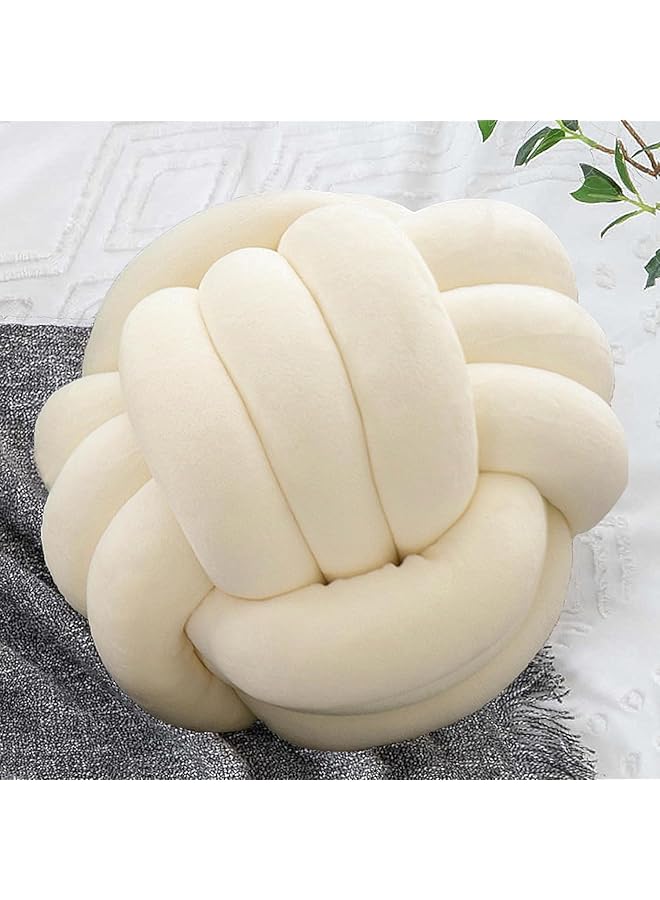 erorex Knot Pillow Ball Pillow Knot Soft Home Decorative Pillows Handmade Knotted Round Pillow Cushion For Decoration Bedroom Living Room Couch Armchair Photography Props Pillow Lvory 27Cm Ivory - Image 1